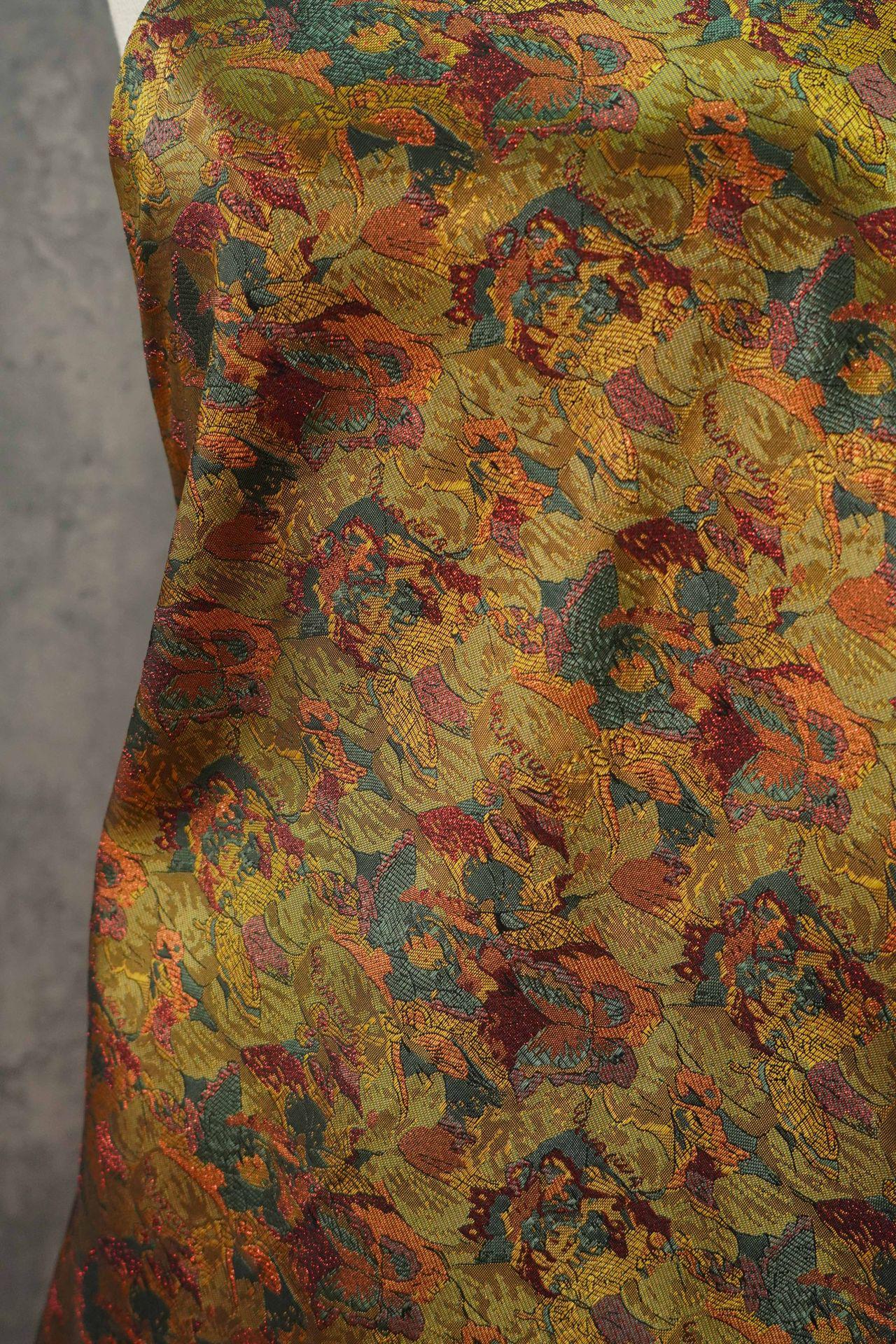 Dunhuang Pattern Silk Brocade Fabric: Emperor Tibetan Style, Upholstery & Costume