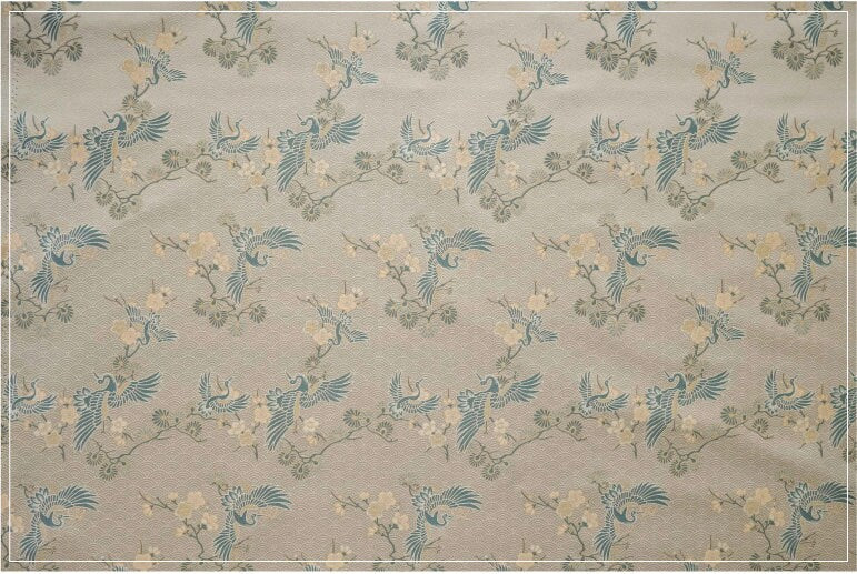 Crane Jacquard Fabric: Chinese Style Upholstery, Costume, & Sewing - 55"W