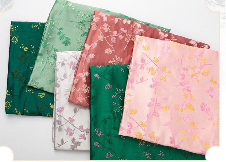 Vintage Floral Brocade Fabric: 29.5"W Silk Rayon Blend