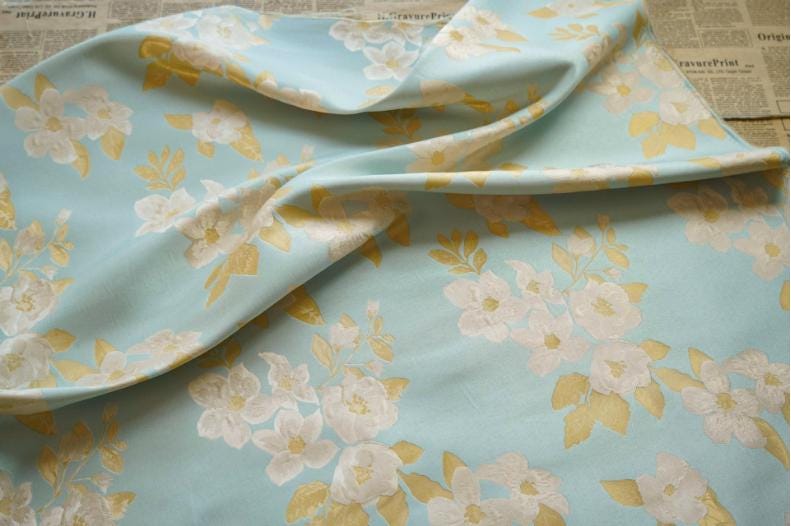 Floral Jacquard Fabric: Retro Palace Damask, 65" Wide, By The Meter