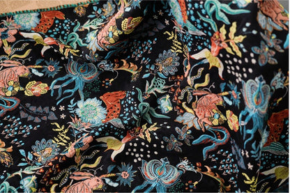 Gold Thread Jacquard Fabric: 3D Floral Upholstery, Quilting - 50"W