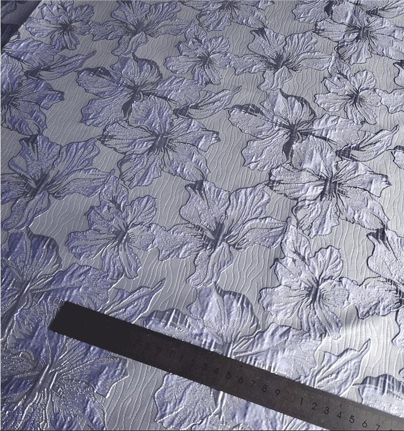 Lily Flower Jacquard Fabric ��� Gold Thread Embossed Brocade for Sewing, Crafts & Quilti"Wide