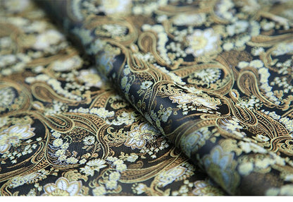 Lotus Flower Silk Brocade Fabric: Colorful Cheongsam Qipao Material, 35"W
