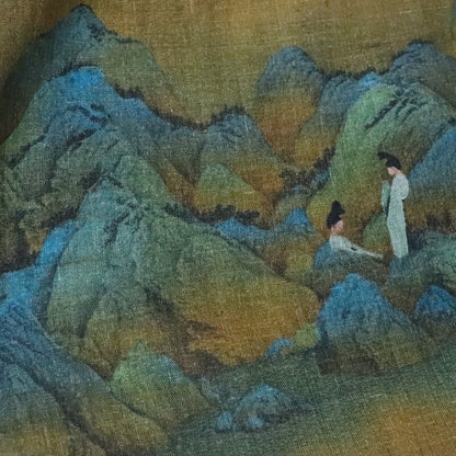 Ancient Painting Ramie Fabric: Upholstery, Costume, Scarf (57"W)