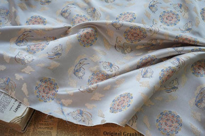 Floral Brocade Fabric: Mongolian Tibetan Style, 59" Wide