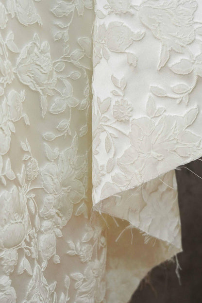 Romantic Off-White Embossed Rose Jacquard Fabric ��� Upholstery, Quilting & Home Dec"Wide