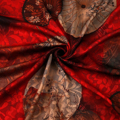 Tissu damassé en soie à motif floral : satin imprimé numérique de 150 cm de large