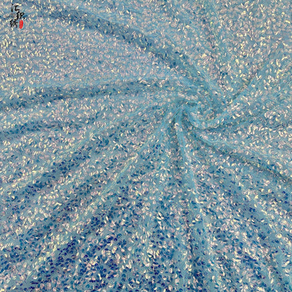 Sequin Embroidery Mesh Fabric, Full-Width Curved Beadwork, Costume Design by Yard