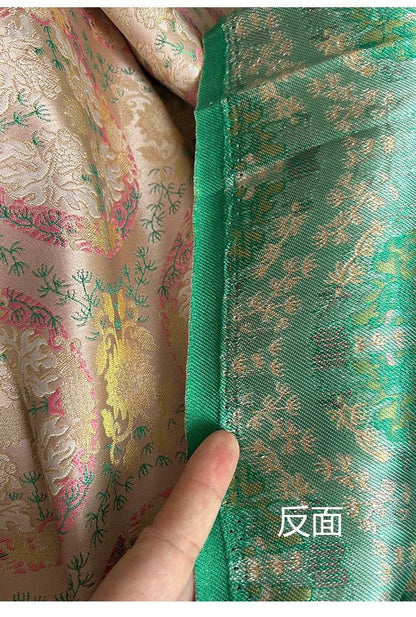 Tissu jacquard brocart à motif floral : style rétro poisson rouge, 150 cm de large