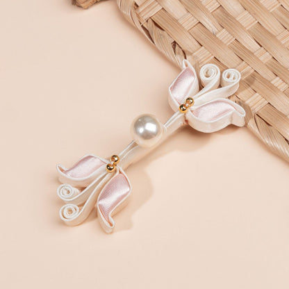 Handmade Chinese Knot Frog Buttons: Pearl Bead Cheongsam Closure