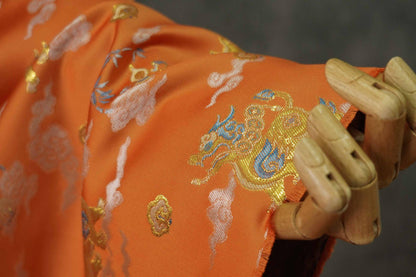 Gold Thread Brocade Fabric: Mongolian Tibetan Style, 60"W, By The Meter