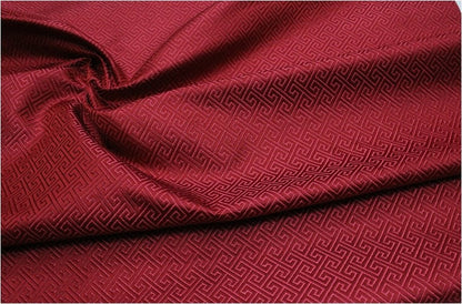Chinese Brocade Fabric: Small Fret Pattern Silk Rayon Blend