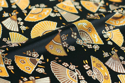 Japanese Nishijin Fabric: Modern Fans Jacquard Brocade, 29.5" Wide