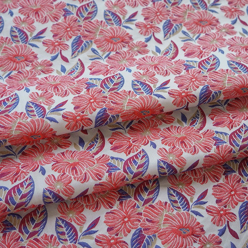 Reversible Jacquard Fabric: Japanese Floral Embossed Weave (59"W)