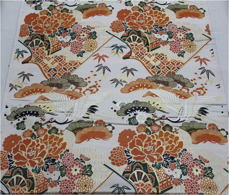 Crane Jacquard Satin Fabric: Japanese Style Sewing & Upholstery