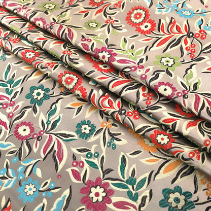 Tissu brocart tournesol : rayonne brodée bohème, 75 cm de large