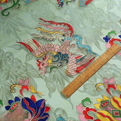 Tissu brocart de soie Phoenix & Lotus : Cheongsam vert clair, costume Tang, Hanfu
