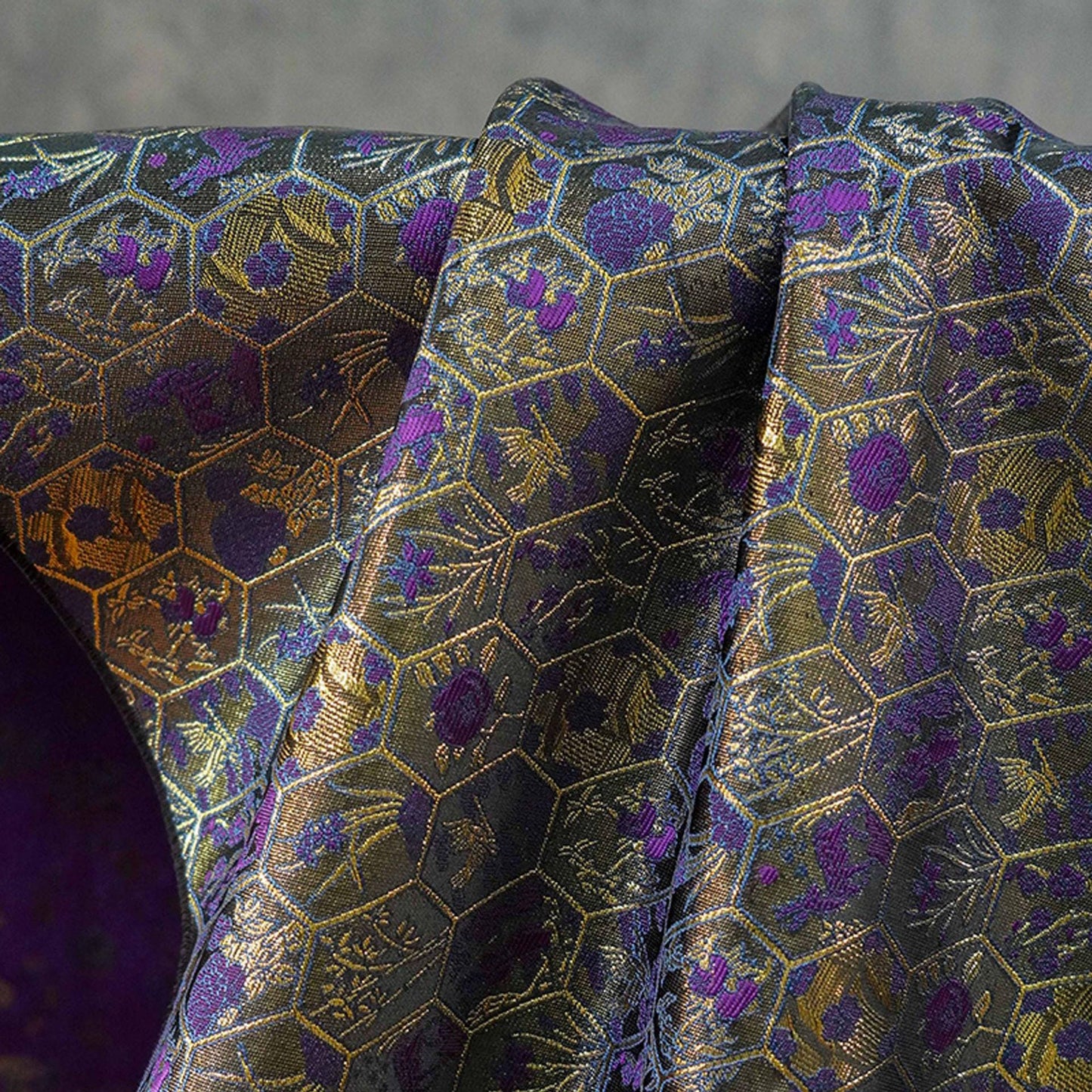 Gold Thread Brocade Fabric ��� Diamond Medallion, Tibetan Sty"W