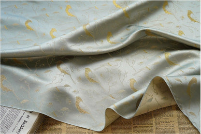 Birds Jacquard Satin Fabric: Brocade Sewing Material, 59"W