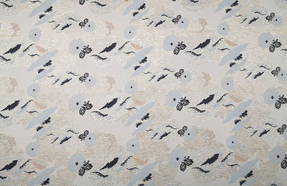 Crane Jacquard Satin Brocade Fabric: Retro Chinese Sewing Material