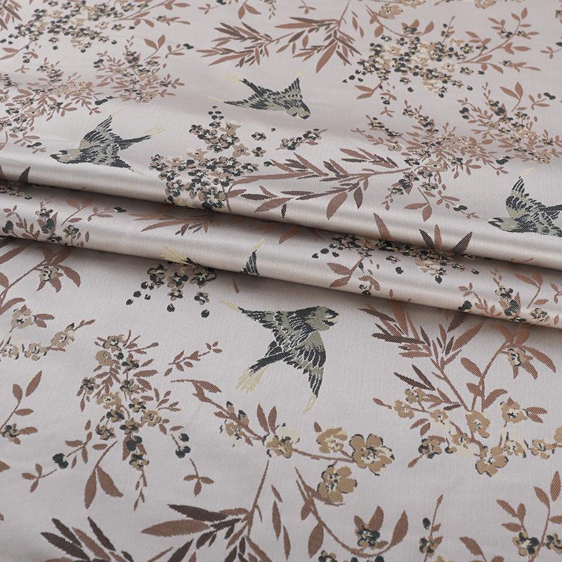 Bird Damask Fabric: 59"W Jacquard Satin Rayon, Costume Decor