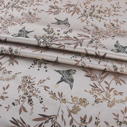 Bird Damask Fabric: 59"W Jacquard Satin Rayon, Costume Decor