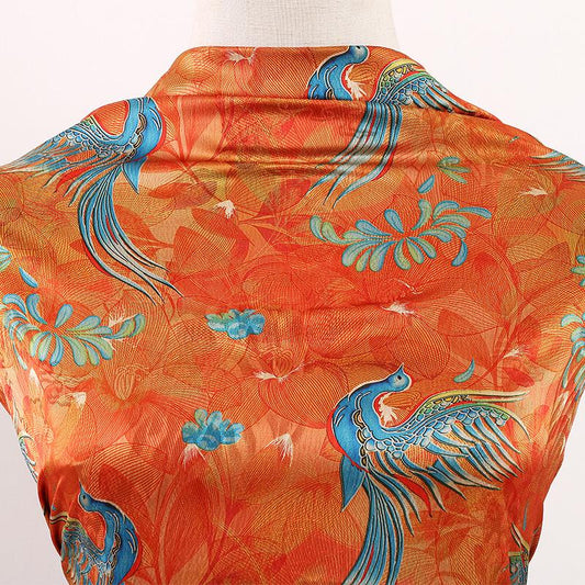 Tissu d'ameublement en soie Phoenix Flower Tea : impression numérique, 150 cm de large