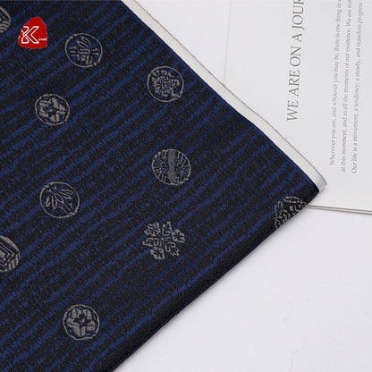 Nishijin Japanese Brocade Fabric: Navy Gold Damask, 29.5" Width