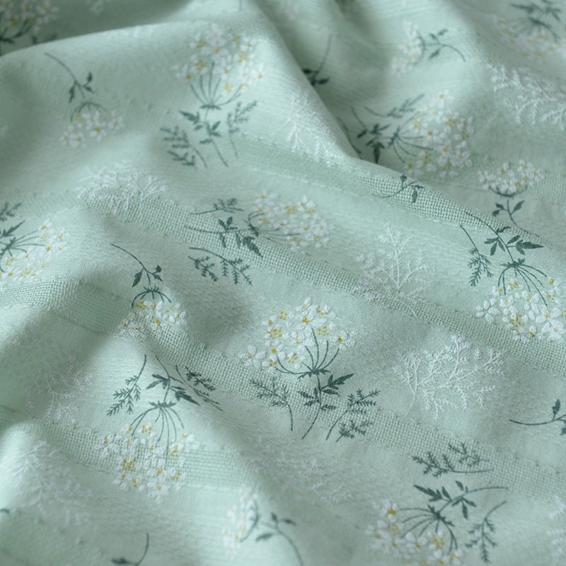 Japanese Style Floral Embroidery Fabric: 100% Cotton Sewing Material