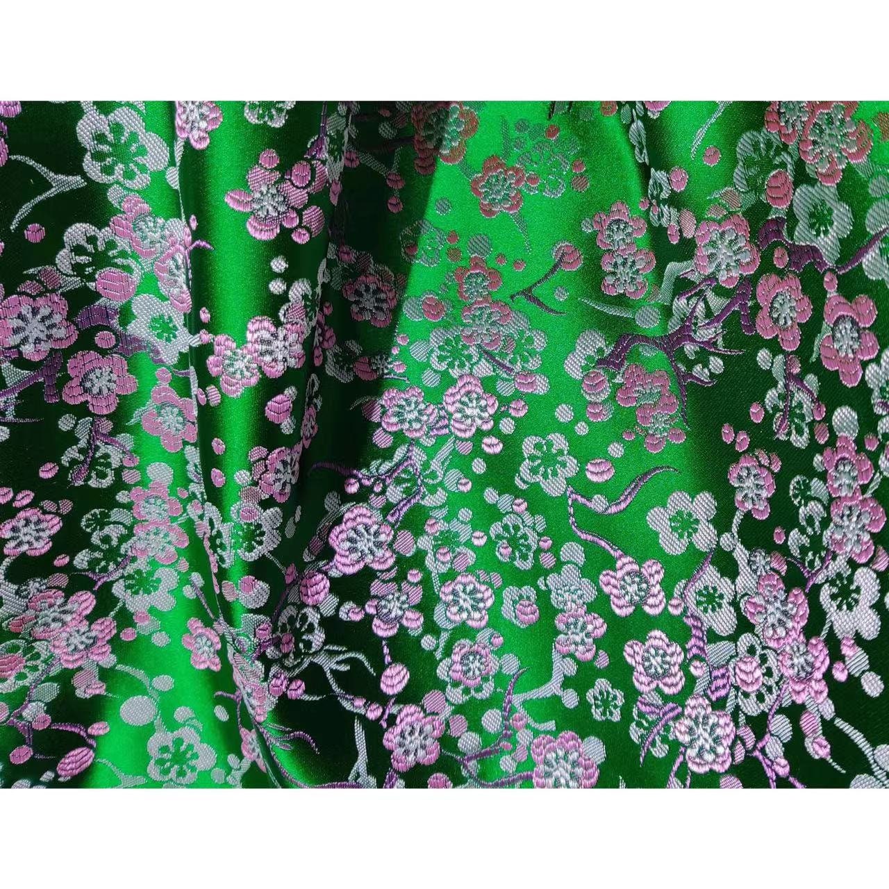 Plum Blossom Silk Brocade Fabric: Multicolored Cheongsam Qipao Material