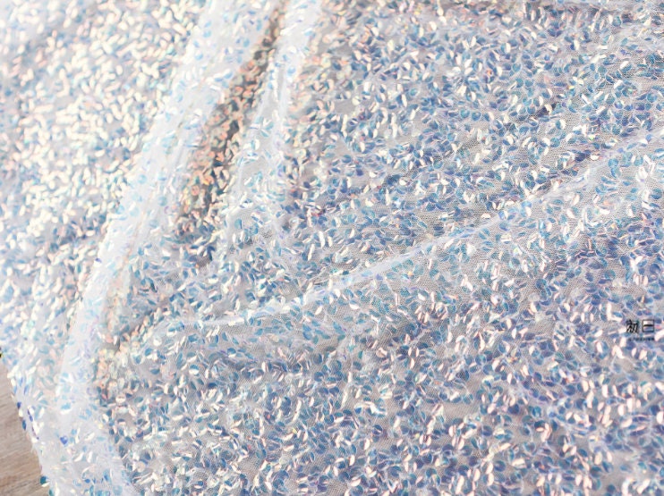 Hand-stitched Sequin Mesh Fabric, Symphony Glitter, Prom Dress, Doll Making