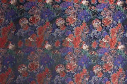 Tissu jacquard à motif de peinture à l'huile de palais : vert foncé, texture 3D, 140 cm de large