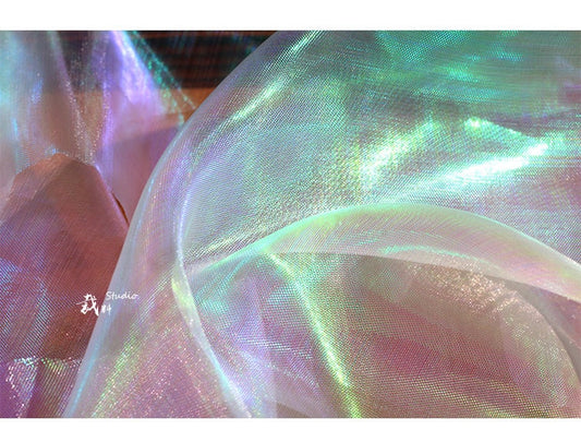 Gradient Organza Fabric, Emerald Green, Wedding Mesh, 55" Wide