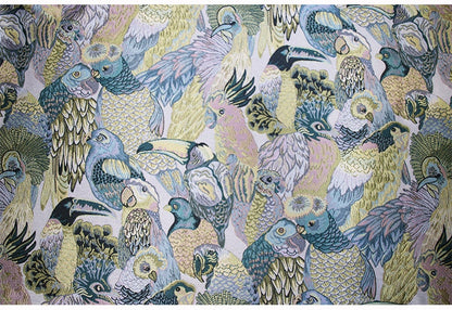 Tissu jacquard perroquet : tissu d’ameublement et de couture de créateur, 145 cm de large