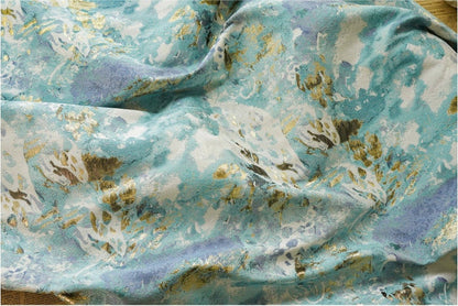 Gold Thread Jacquard Fabric: 3D Oil Painting Texture, 55" Wide