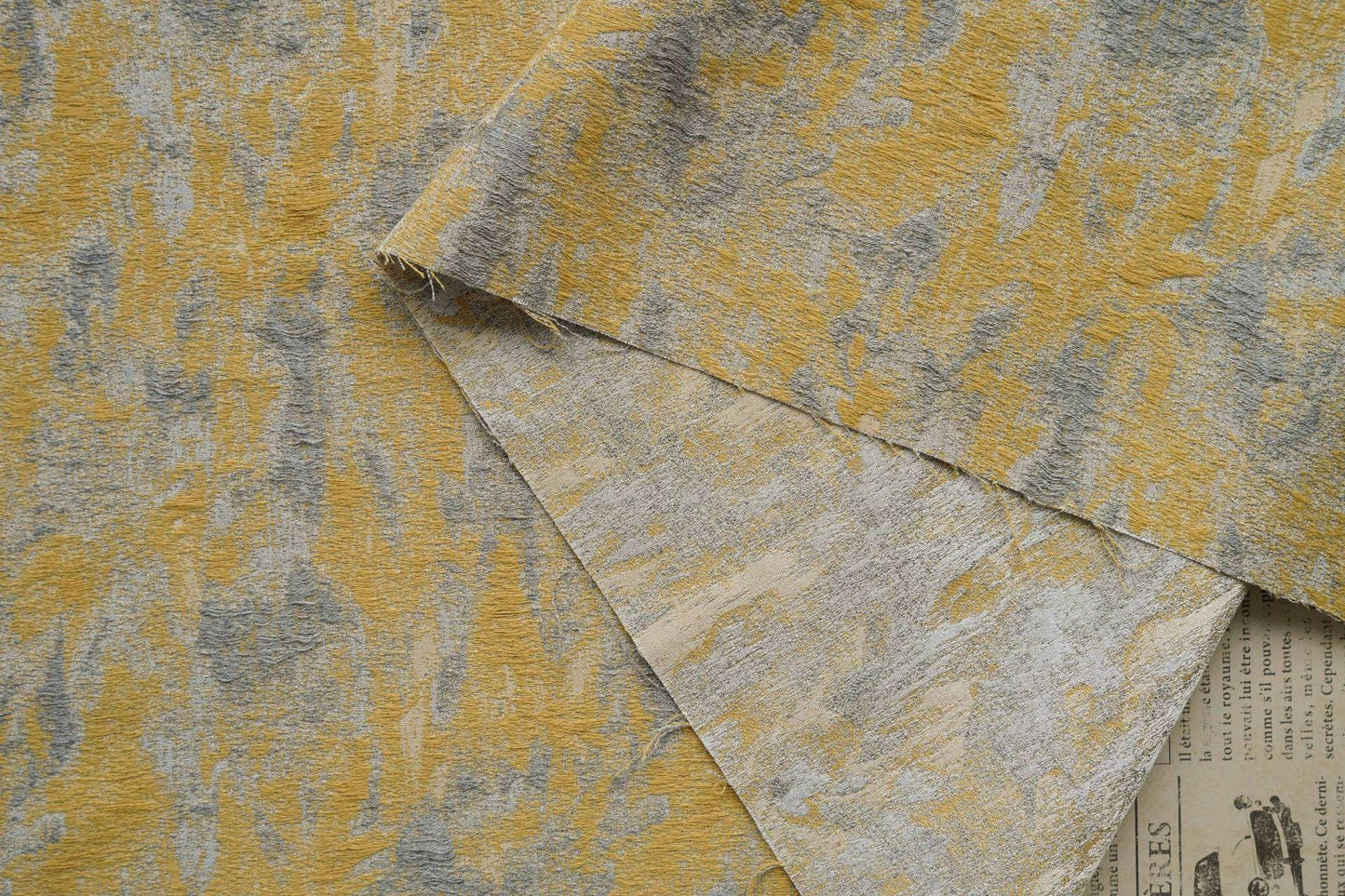 Gold Thread Jacquard Fabric: 3D Oil Painting Texture, 54" Wide