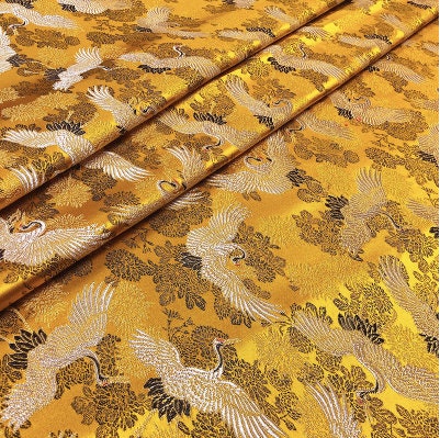 Crane Brocade Fabric: Colorful Silk Rayon Blend, 29.5" Wide