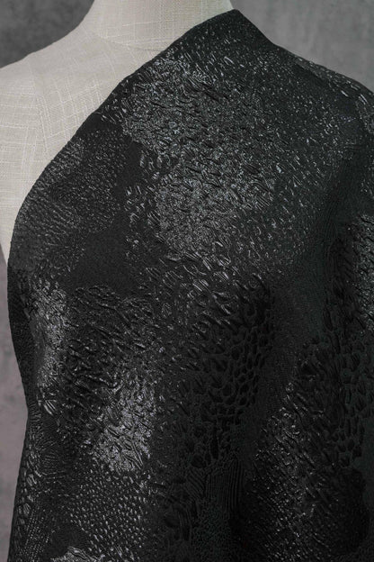 Black & Gold Jacquard Fabric: 3D Texture Upholstery, Prom Dress Sewing, 54" Wide