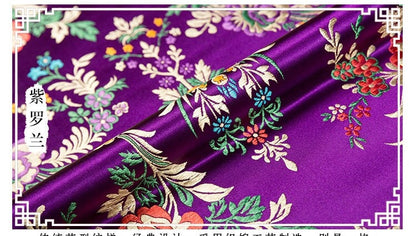 Tissu brocart de soie : motif floral de bégonia, tissu de mariage chinois