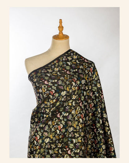 Japanese Silk Brocade Fabric: Eight Treasures Damask, Kimono Sewing (59" or 29.5" Width)