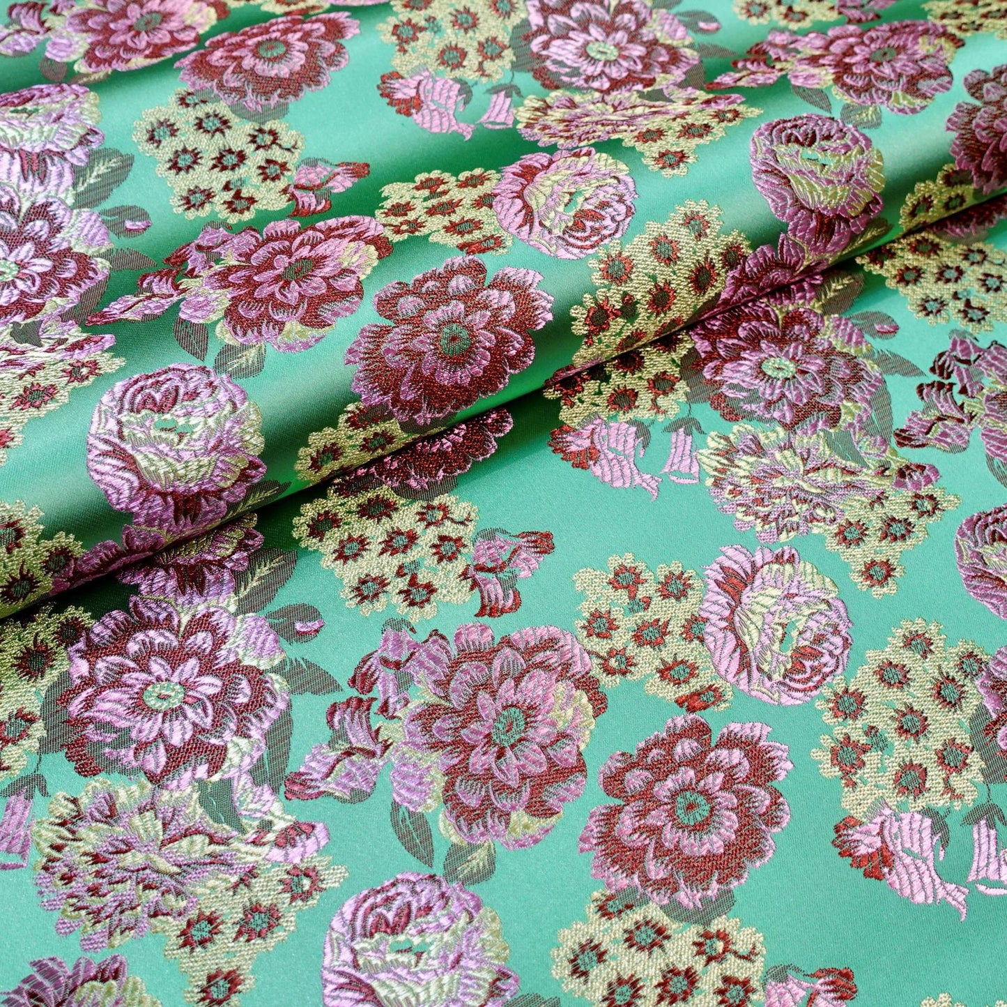 Begonia Flower Silk Brocade Fabric: 45" Wide, Costume & Decor