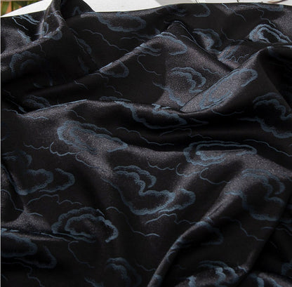 Nishijin Ori Brocade Satin Fabric: Cloud Flowers, Japanese Decor (59" Wide)