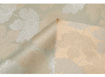 Tissu brocart à motif feuille d'érable : jacquard satin antique double face, 150 cm de large