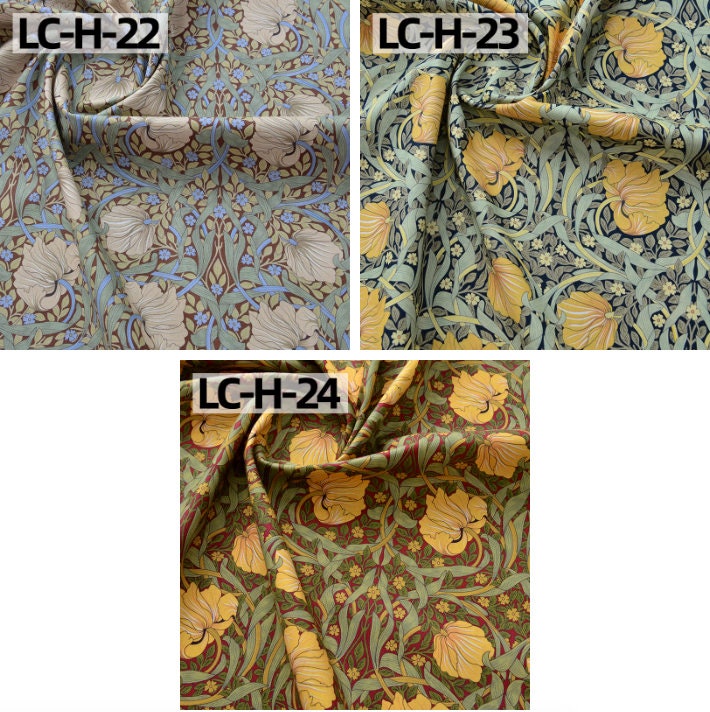 Tissu en coton style William Morris : imprimé branches de saule, pour la couture et l’ameublement
