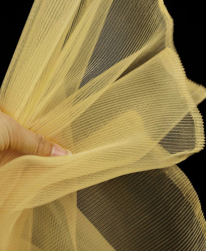 Pleated Organza Fabric: Stiff Texture Designer Material, 62" Wide