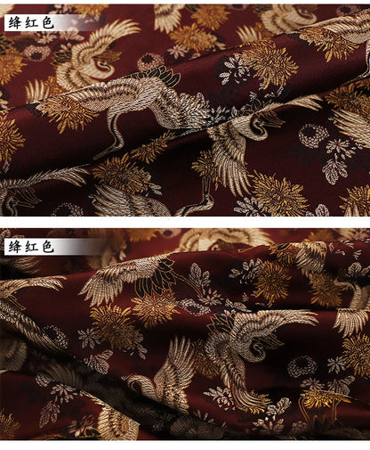 Crane Damask Jacquard Satin Fabric - 59"W Silk Rayon Blend