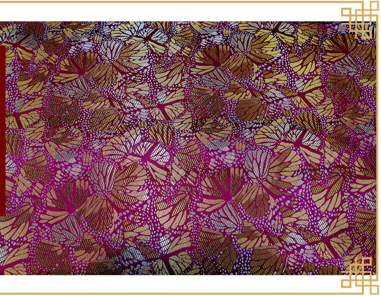 Banana Leaf Silk Brocade Fabric: 45"W Rayon Upholstery & Costume