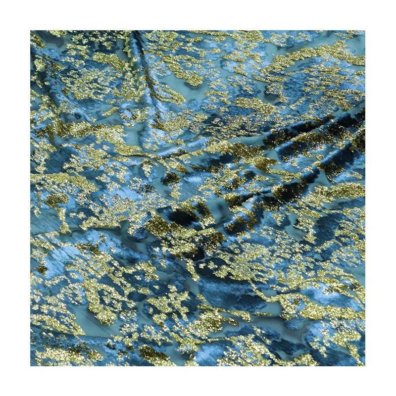 Foil Jacquard Velvet Fabric: Stretchy 55" Wide Rayon Nylon Blend