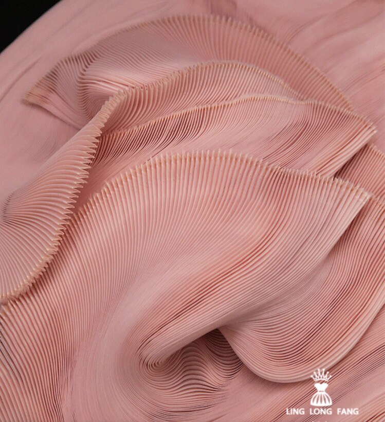 Pleated Chiffon Fabric: Hand-Pressed Texture, 56" Wide, 4 colors