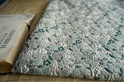 Jade Green Floral Jacquard Fabric: Embossed 3D Upholstery, Costume, Decor